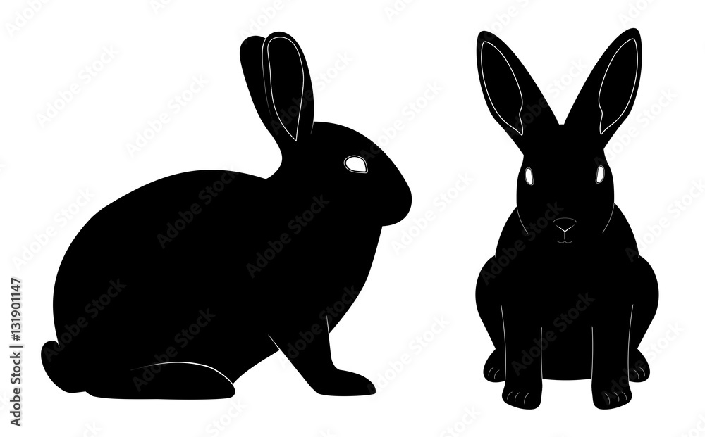 Fototapeta premium Hasen Icons Schwarz - Ostern, Hasen, Kaninchen, vorne, seite