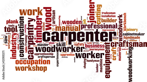 Carpenter word cloud concept. Vector illustration