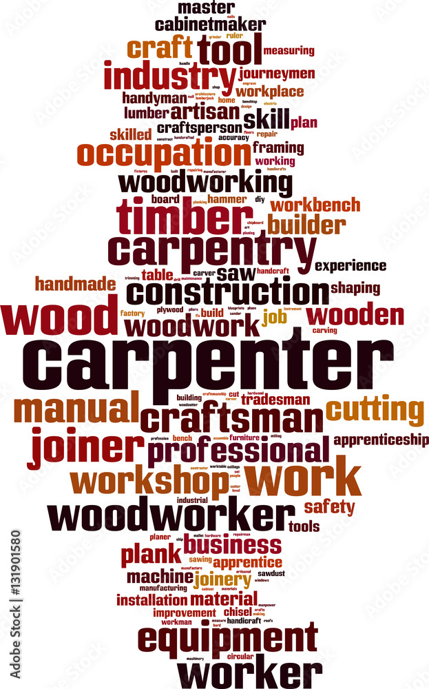 Obraz premium Carpenter word cloud concept. Vector illustration