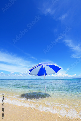 沖縄の美しい海とビーチパラソル © Liza5450
