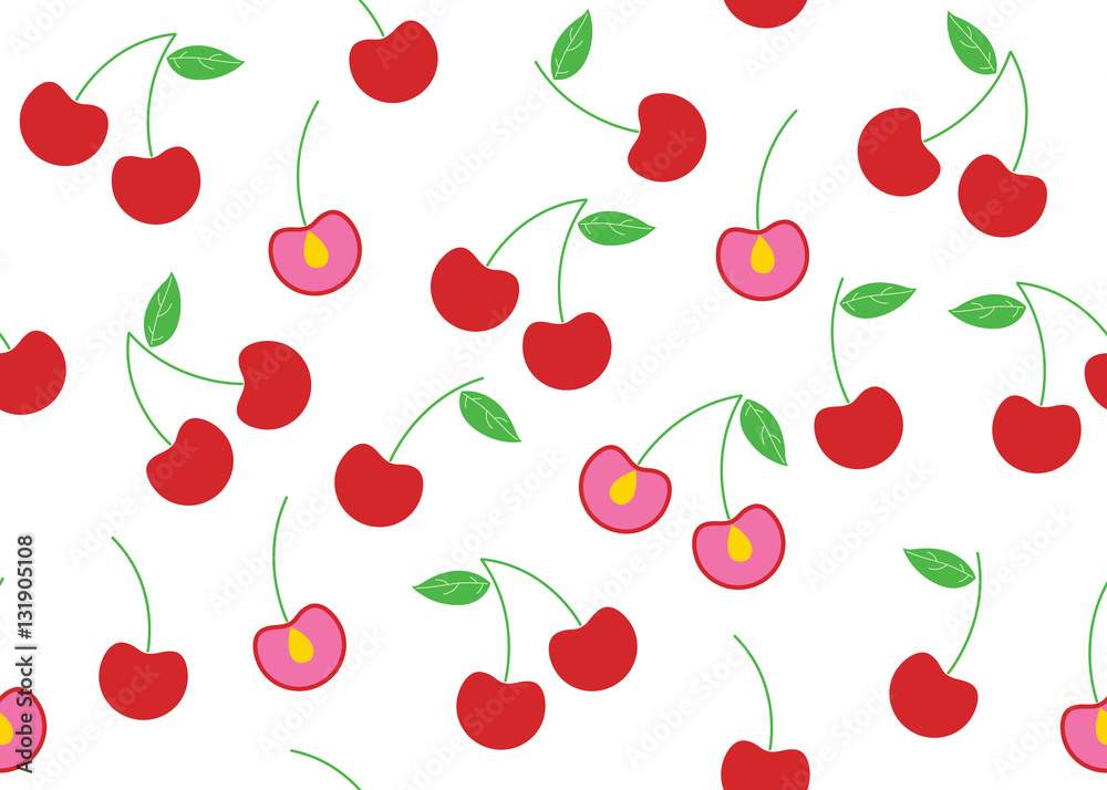 cherry fruits and its slice seamless pattern cherry fruits and its slice seamless pattern