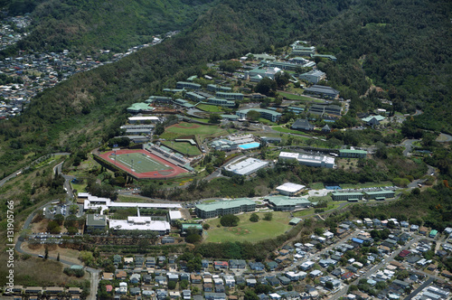 Aerial Kamehameha Schools on Moutain side