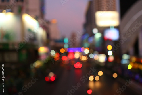 Street lights after sunset at Bangkok midtown, Bokeh background 