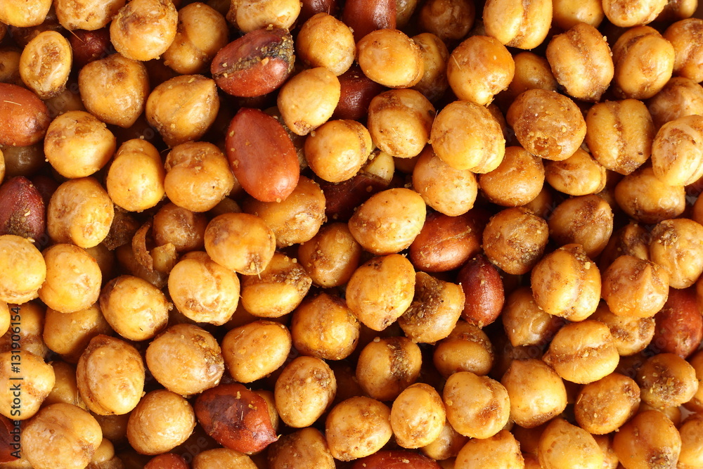 Indian snack masala chicpes coated with spices Indian snack masala chicpes coated with spices
