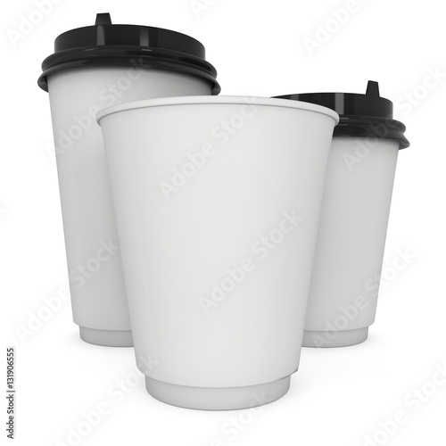 Wallpaper Mural Disposable coffee cups. Blank paper mug. 3d render isolated on white background Torontodigital.ca