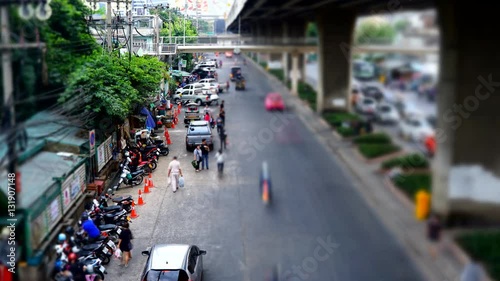 December 31, 2016 : Time Lapse - Unidentified people walking along the street after finish their shopping in Klongtoey market at Bangkok, Thailand photo