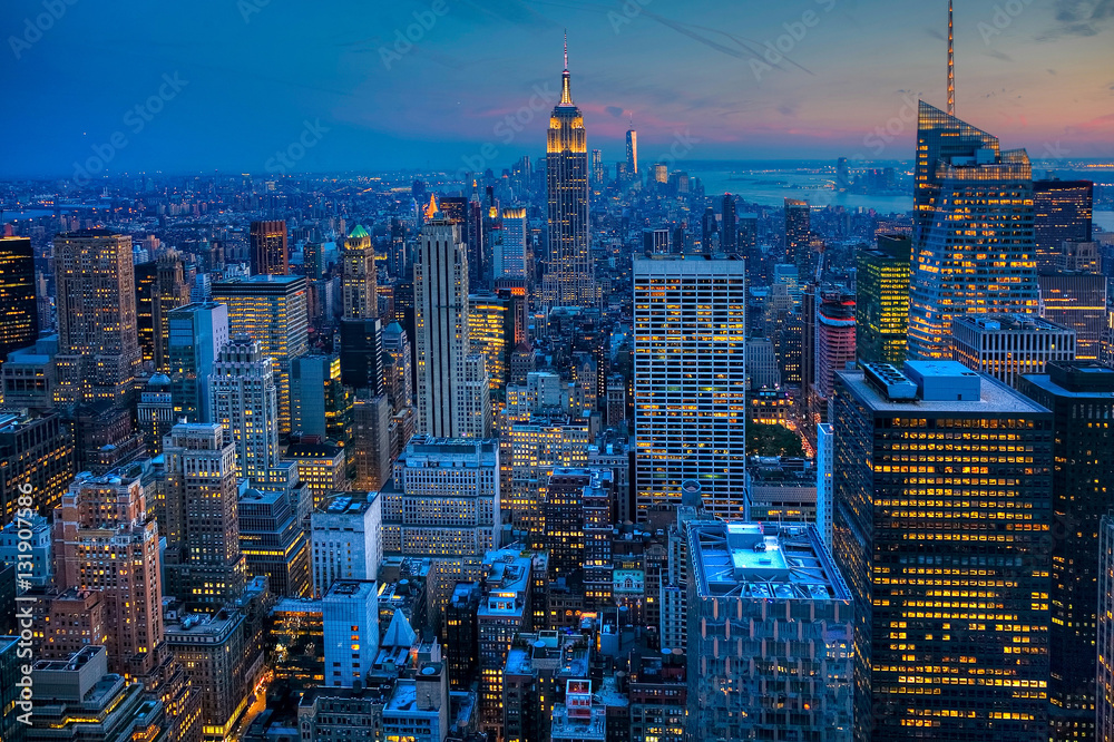 Fototapeta Skyline Manhattan po zmroku