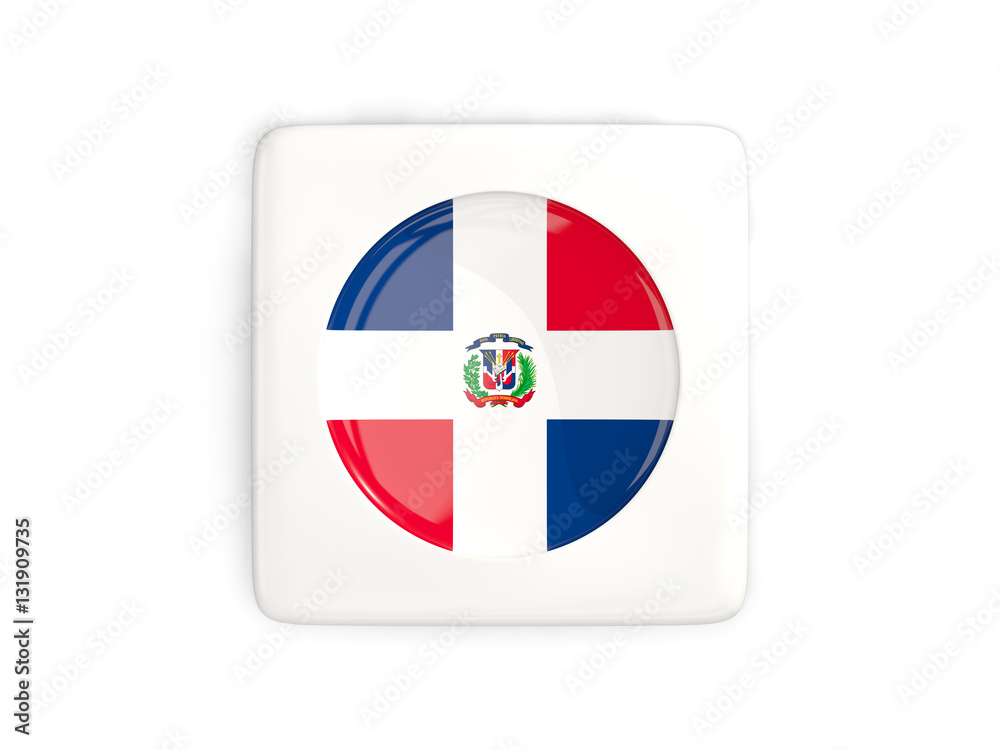 Square button with round flag of dominican republic Square button with round flag of dominican republic