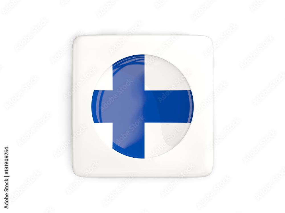 Square button with round flag of finland Square button with round flag of finland