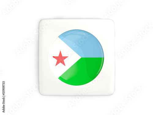 Free Download Square button with round flag of djibouti - GFXLoad