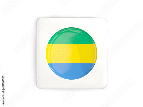 Free Download Square button with round flag of gabon - GFXLoad