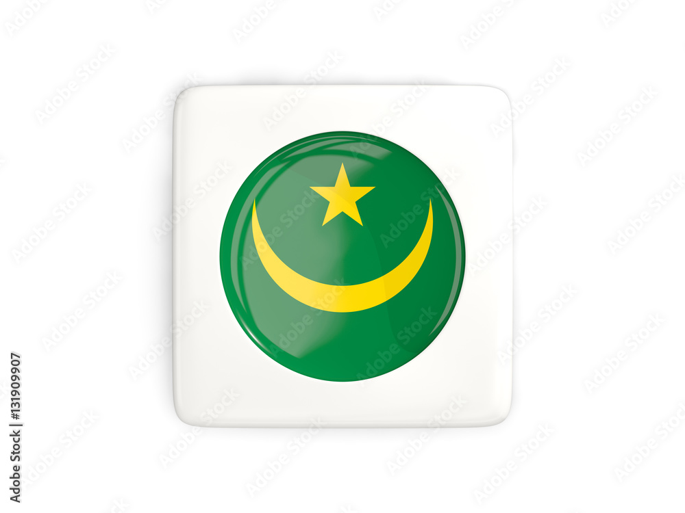 Square button with round flag of mauritania StockIllustration Adobe