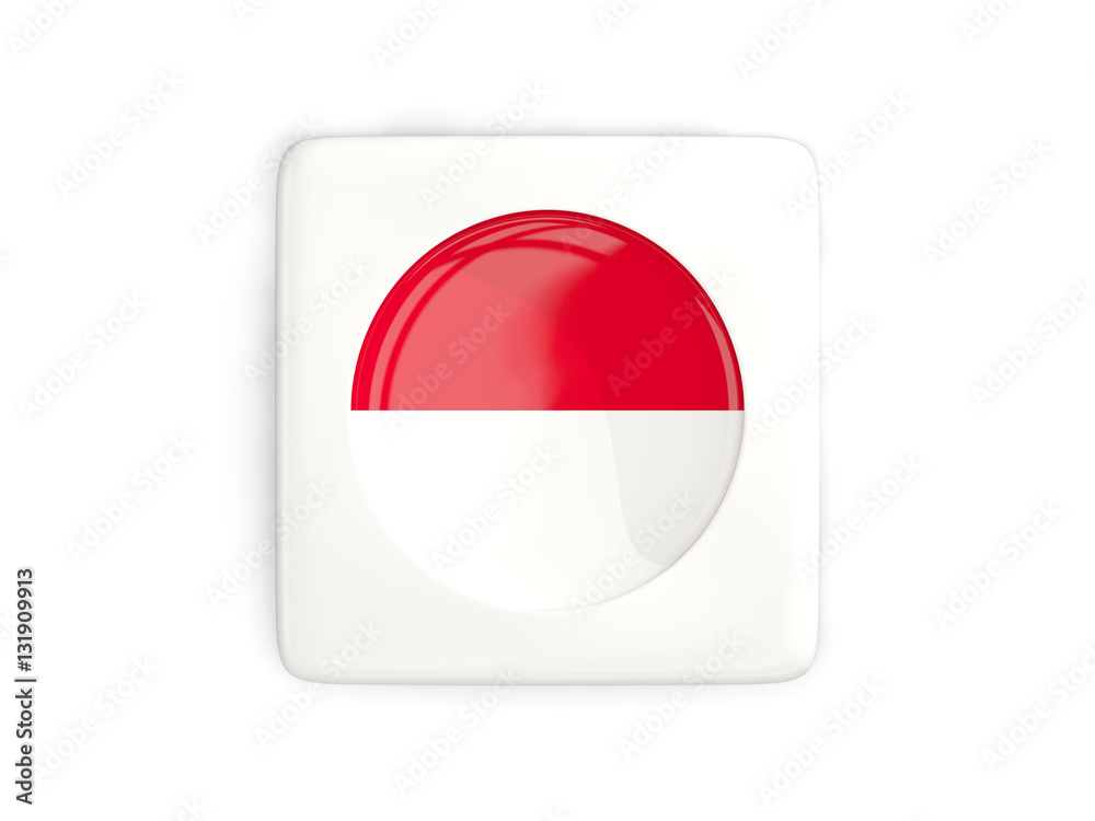 Square button with round flag of monaco Square button with round flag of monaco
