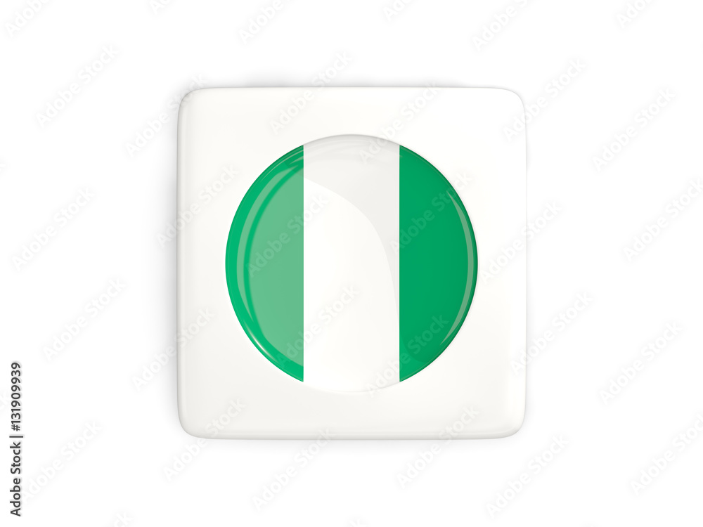 Square button with round flag of nigeria Square button with round flag of nigeria