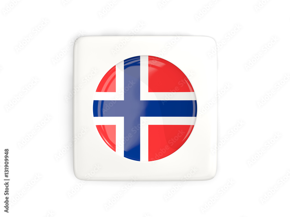 Obraz premium Square button with round flag of norway