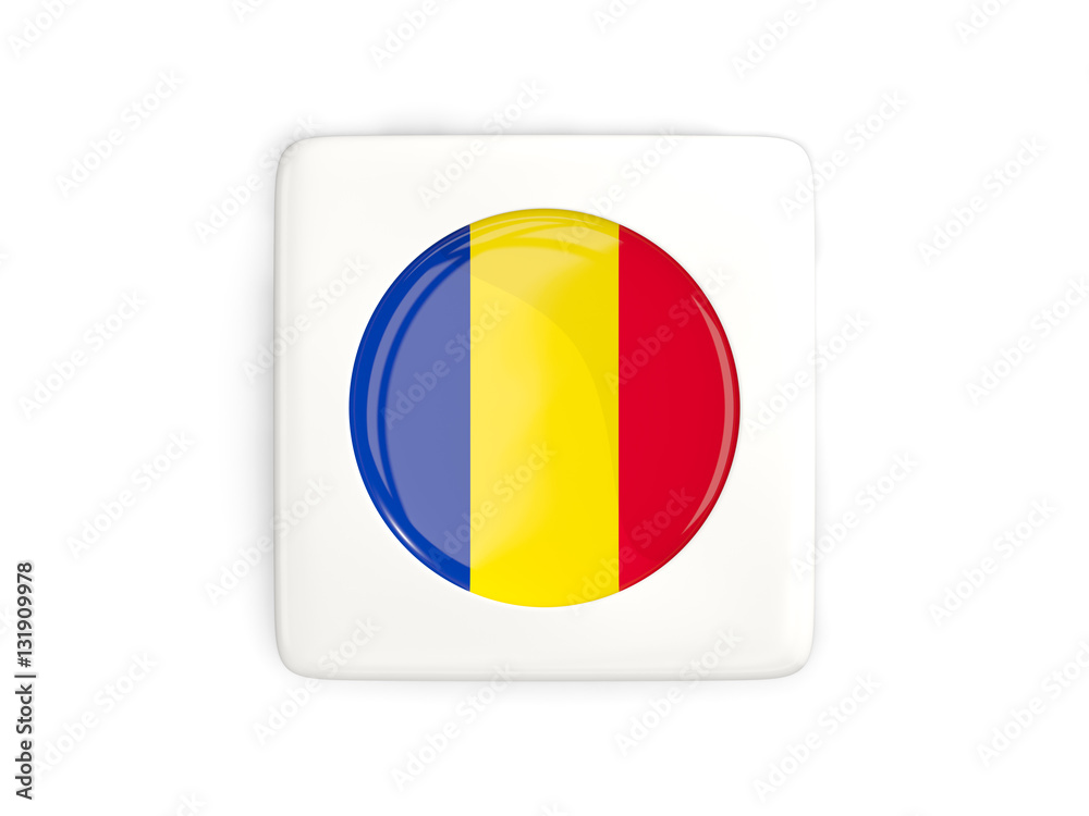 Fototapeta premium Square button with round flag of romania