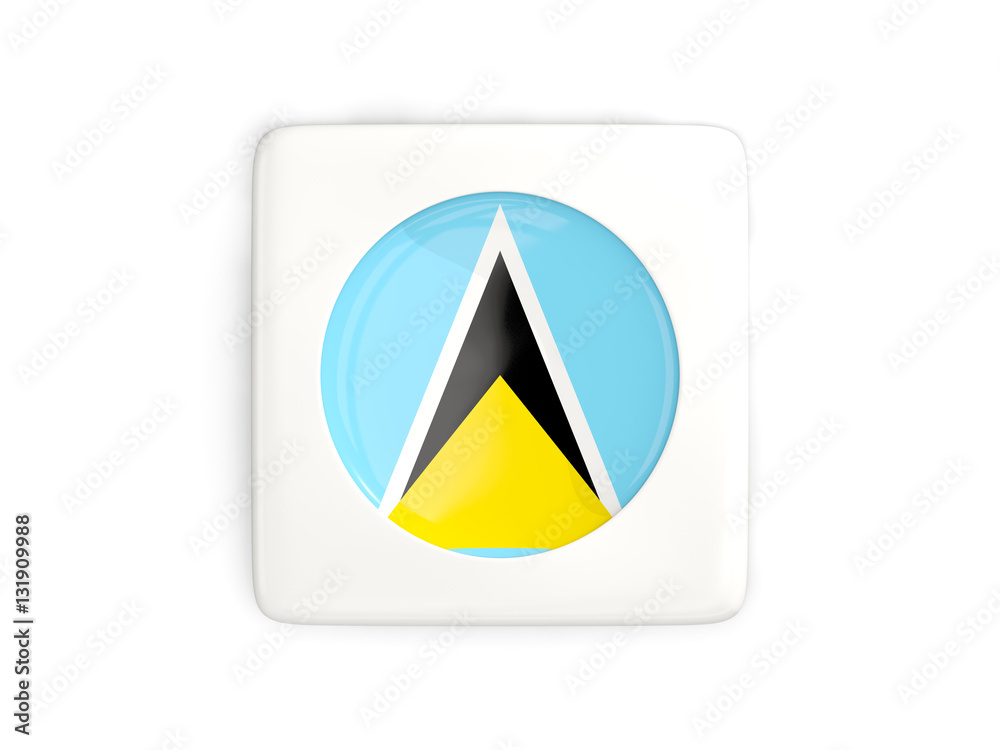 Square button with round flag of saint lucia Square button with round flag of saint lucia