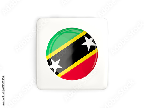 Square button with round flag of saint kitts and nevis
