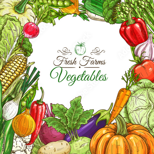 Vegetables poster, vegetarian menu design template