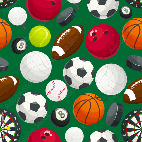 Sport balls and equipment seamless pattern