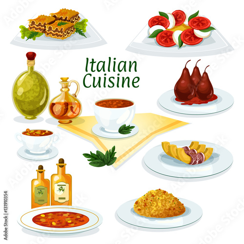 Italian cuisine cartoon icon for restaurant design