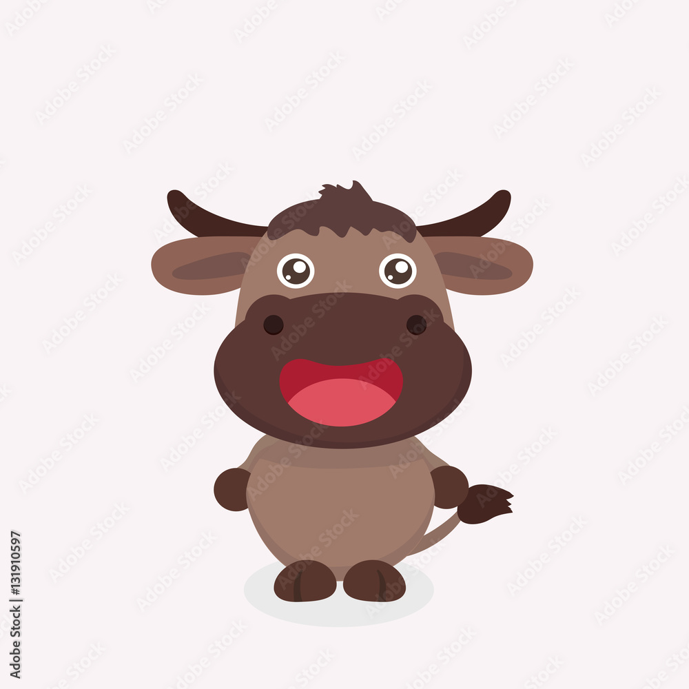 Cute buffalo cartoon.