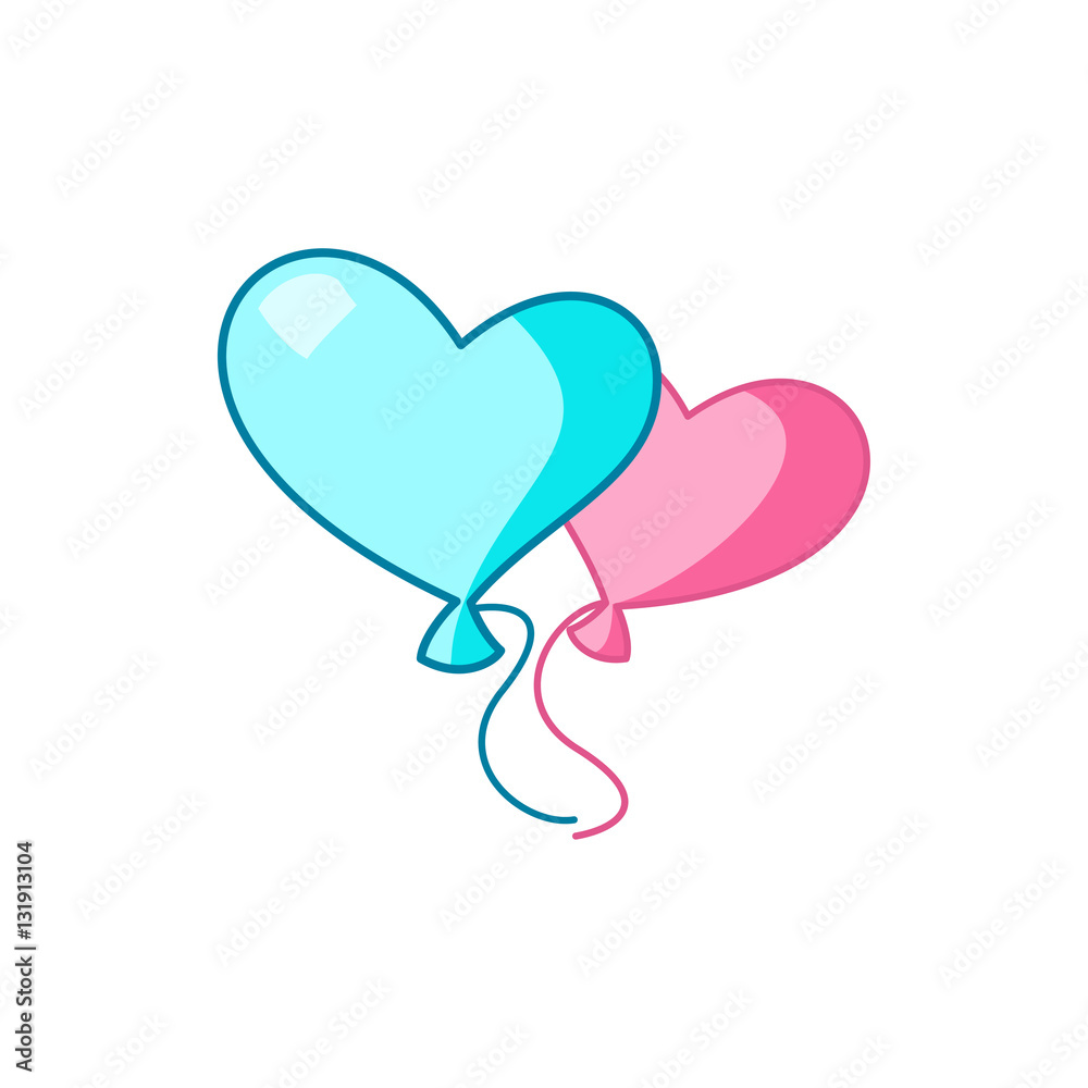 heart balloons icon illustration