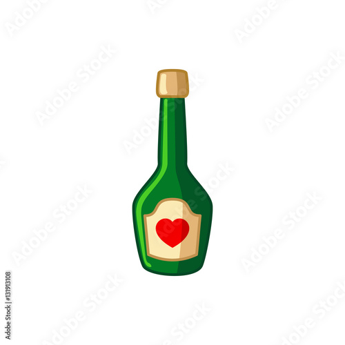 champagne bottle with heart icon illustration