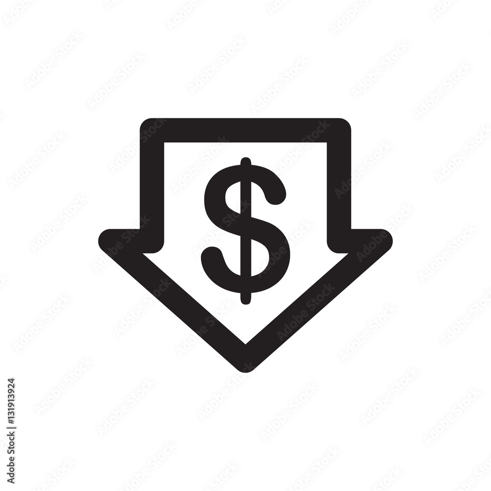 dollar down icon illustration