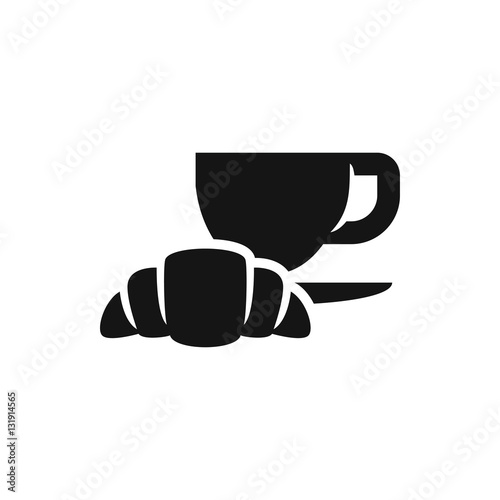 coffee and croissant icon illustration