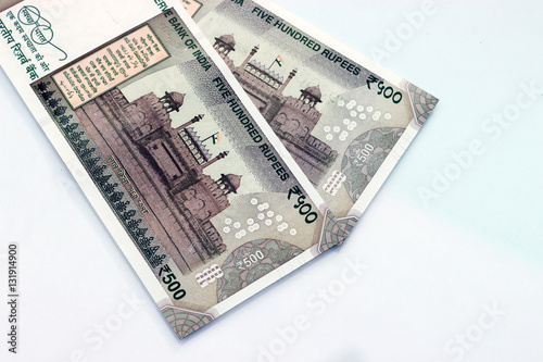 New Indian currency of 500 rupee notes.