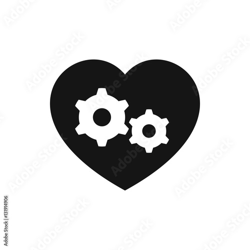 gear heart icon illustration