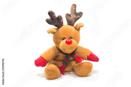 Reindeer doll isolated on white background.
