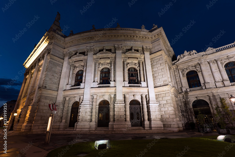 Beautiful view of historic burgtheater imperial court theatre in the evening, vienna, austria