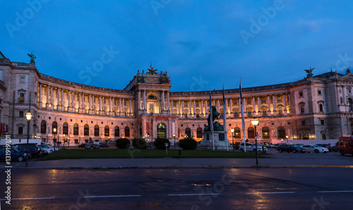 Famous hofburg palace in vienna in the evening, austria