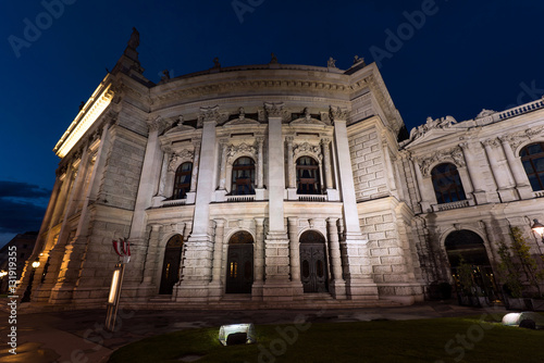 Beautiful view of historic burgtheater imperial court theatre in the evening, vienna, austria