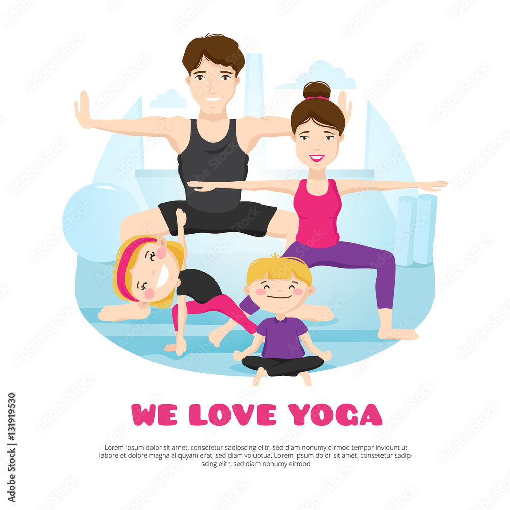 Family Practicing Yoga Cartoon Poter Family Practicing Yoga Cartoon Poter