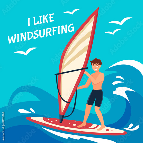 Windsurfing Background Illustration 