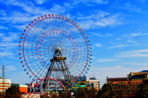 Ferris wheel at amusement park in Yokohama