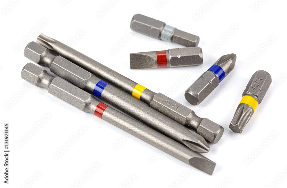 Sets of screwdriver bits isolated on white background! Sets of screwdriver bits isolated on white background!
