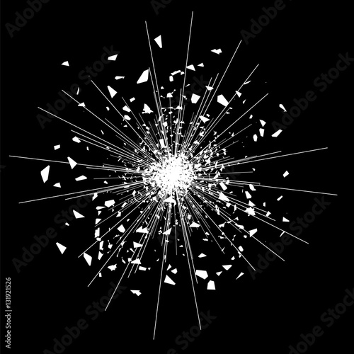 Explode Flash, Cartoon Explosion, Space Star Burst Isolated on Black Background