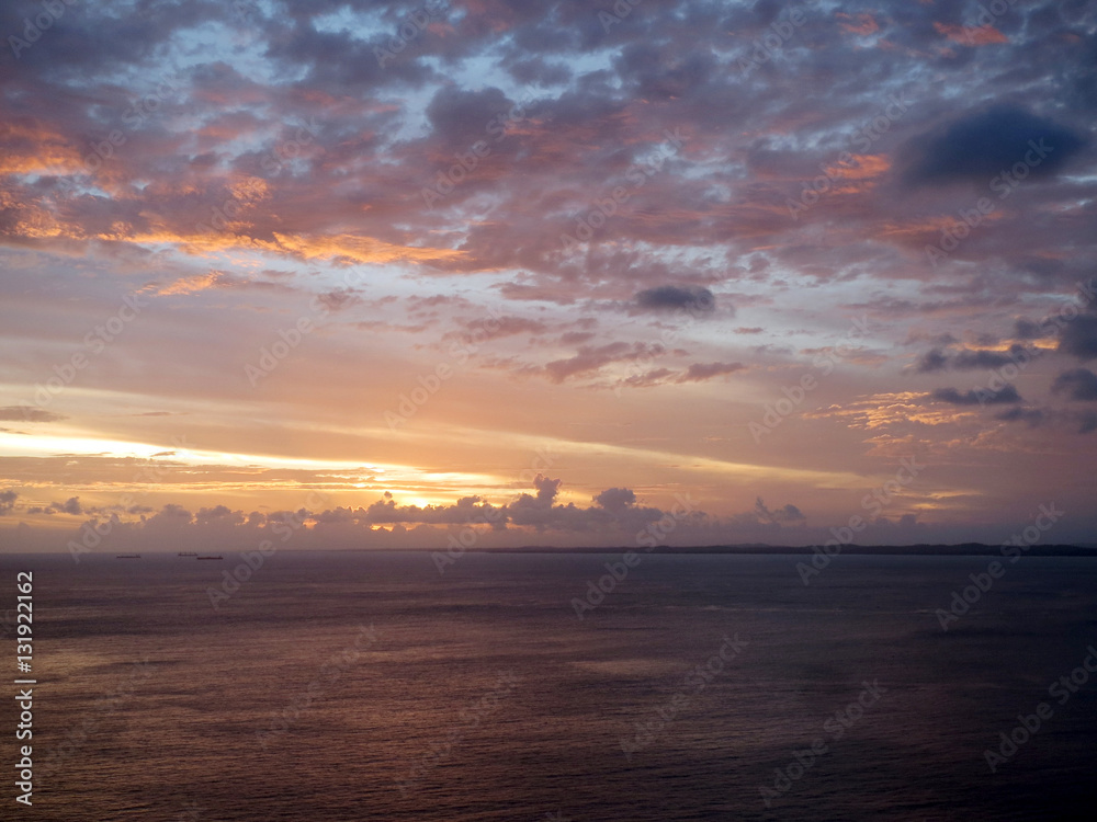 Fototapeta premium Colorful sunset at Bay of All Saints in Salvador, Bahia - Brazil