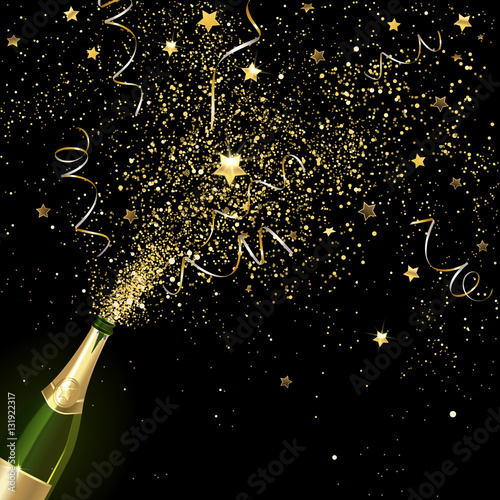 Congratulatory Champagne with Gold Confetti