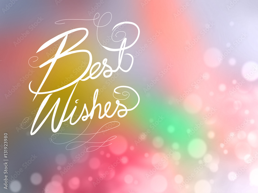 Best Wishes word lettering on rainbow bokeh background Stock Illustration |  Adobe Stock