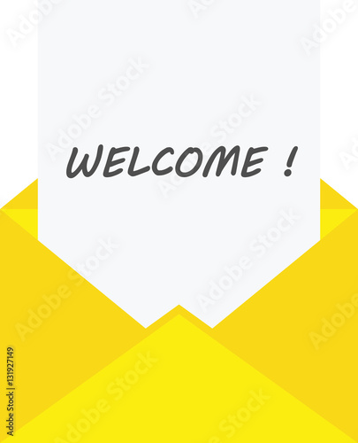 Paper in envelope with welcome