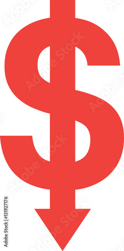 Dollar with arrow down