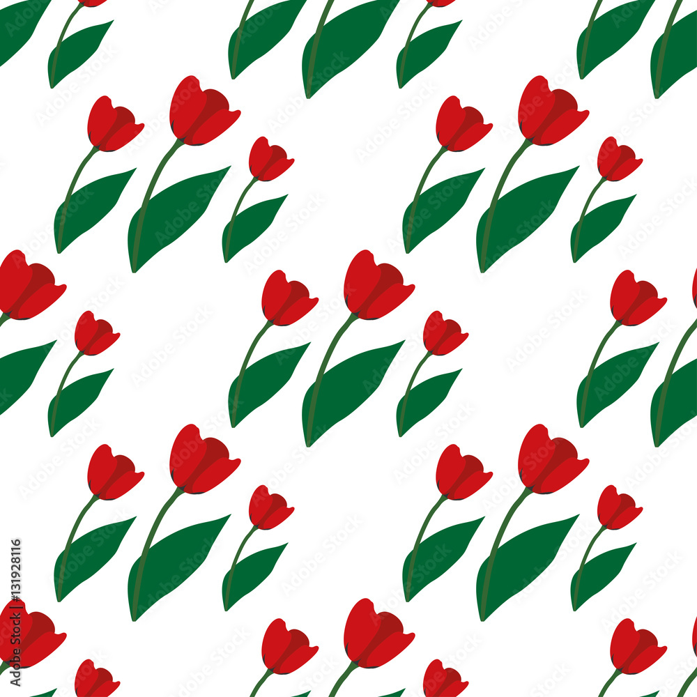 seamless pattern with red tulips on white background seamless pattern with red tulips on white background