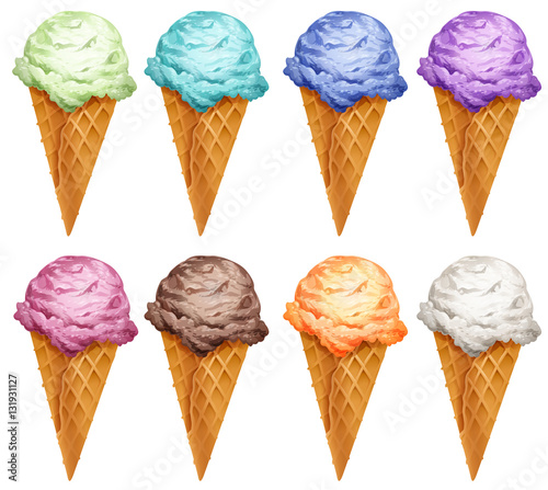 Set of icecream in different flavors