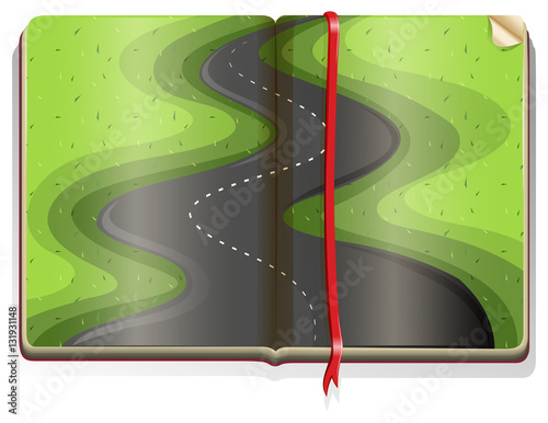 Book with road scene