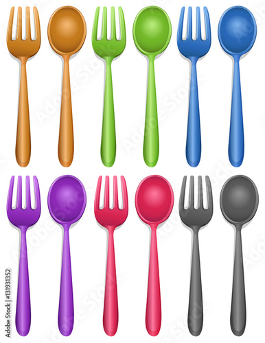 Six pairs of fork and spoon